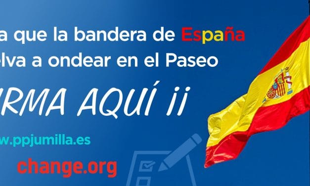 El PP de Jumilla lanza una campaña en “change.org” para seguir recogiendo firmas y reclamar que se vuelva a instalar la bandera de España