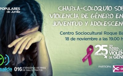 Este próximo viernes el Centro Sociocultural Roque Baños acoge una charla coloquio sobre la Violencia de Género en la Juventud y la Adolescencia