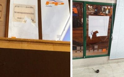 La sede del Partido Popular de Jumilla sufre un acto de violencia vandálica.