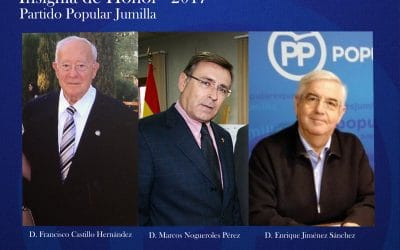 Paco Castillo, Marcos Nogueroles y Enrique Jiménez recibirán la “Insignia de Honor” del Partido Popular de Jumilla
