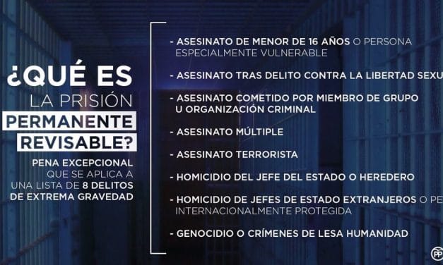 El Grupo Municipal Popular presenta una moción para apoyar y defender la prisión permanente revisable